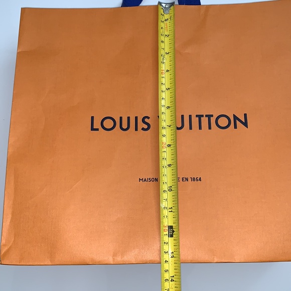 Auth Louis Vuitton paper shopping large gift bag orange blue cloth handle - Picture 5 of 7